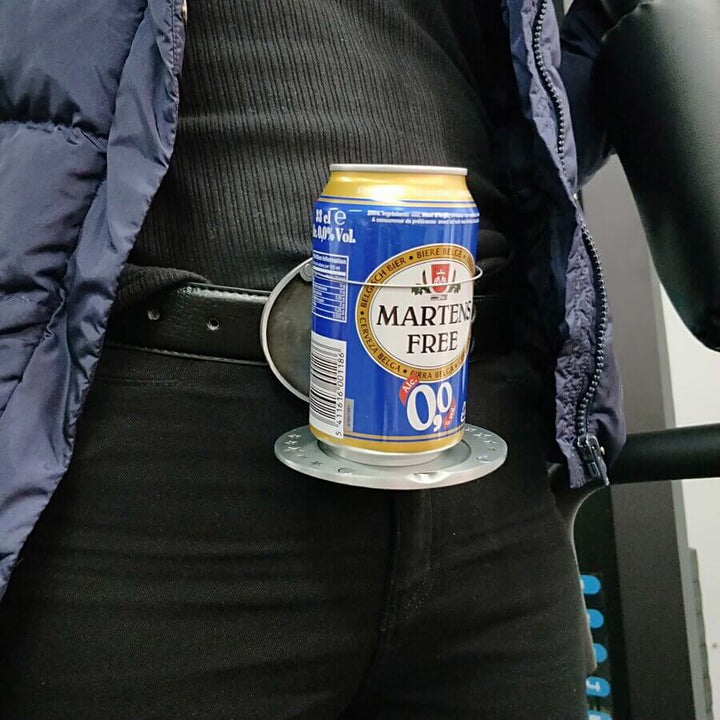 Unique gift for him: Men's retractable beer holder belt buckle, a hands-free party gadget.