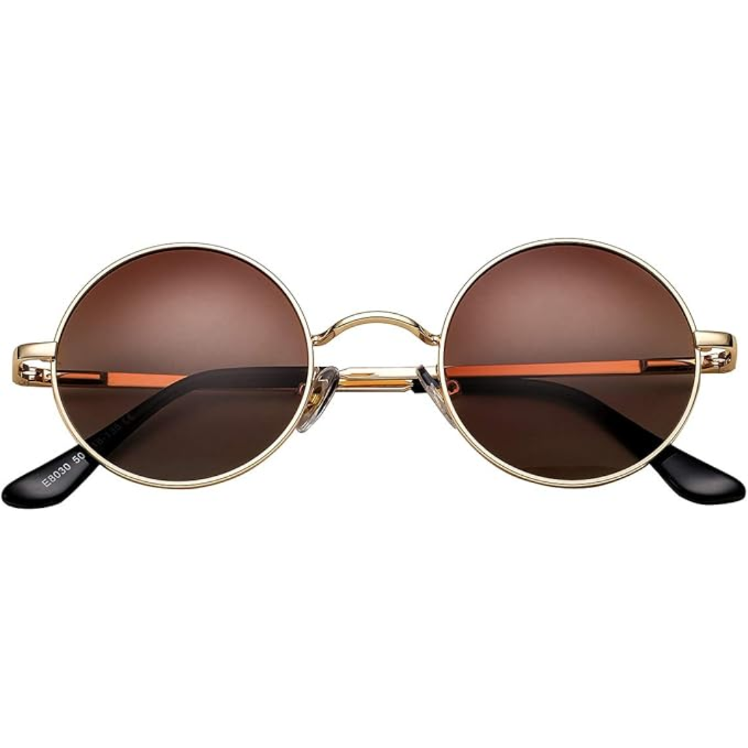 Men's retro round polarized sunglasses for UV protection, classic style eyewear.