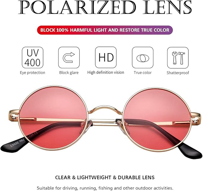 Men's outdoor retro round polarized sunglasses for ultimate UV protection.