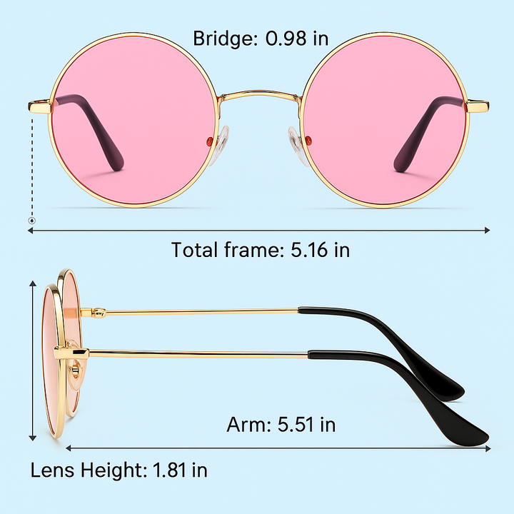 Round polarized men's sunglasses, offering UV protection in a retro classic style.