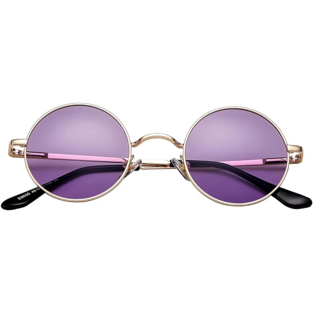 Retro round polarized men's sunglasses with full UV protection, classic look.