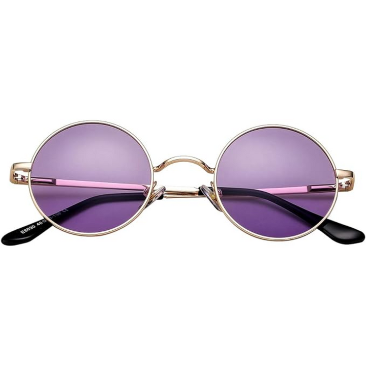 Retro round polarized men's sunglasses with full UV protection, classic look.