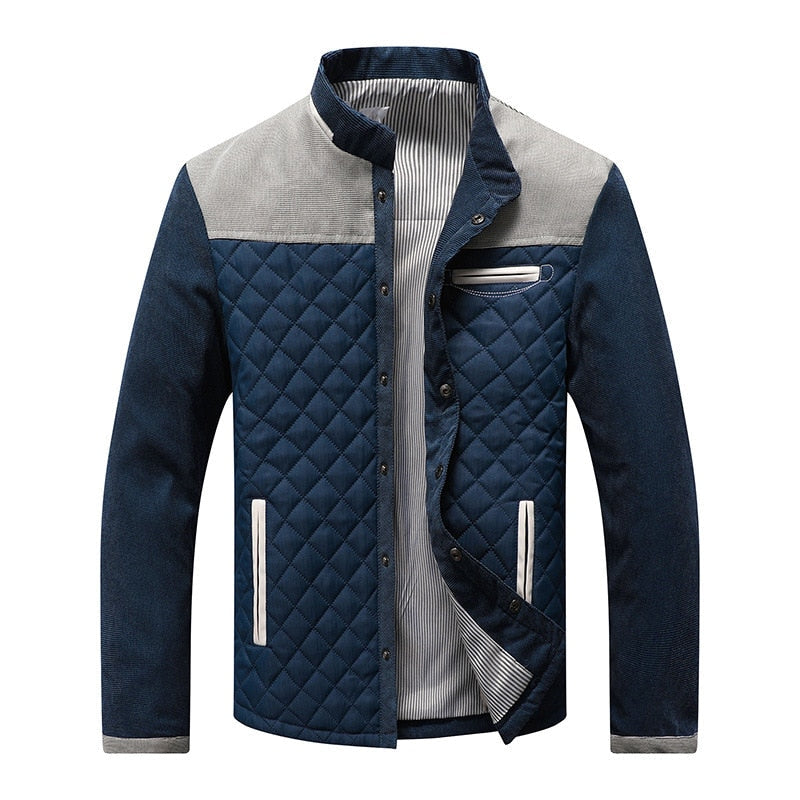Men's retro-style windbreaker, a lightweight casual jacket with a distinctive stand-up collar.