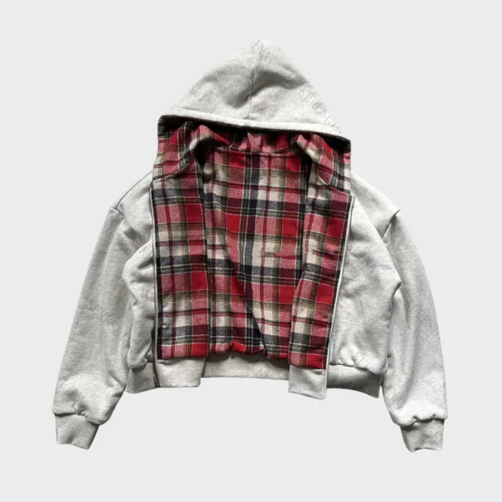 Versatile men's reversible oversized hoodie, a relaxed fit hooded sweatshirt for urban and casual wear.