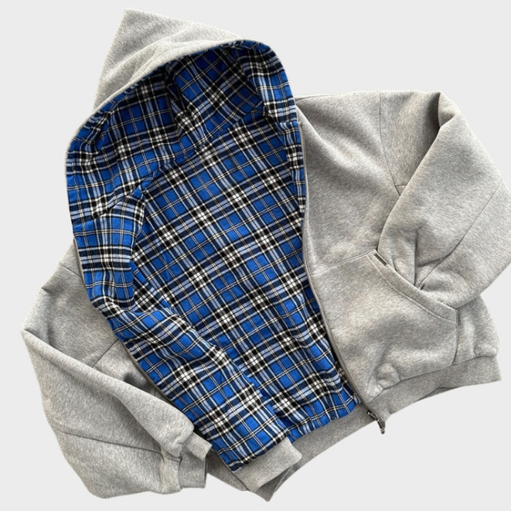 Dual style men's oversized hoodie, a comfortable reversible top in black or red for casual wear.