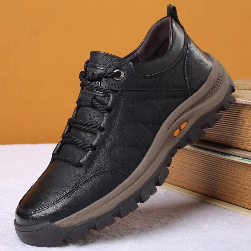 Durable men's rugged lace-up walking shoes with slip-resistant sole, perfect for smart casual daily use.