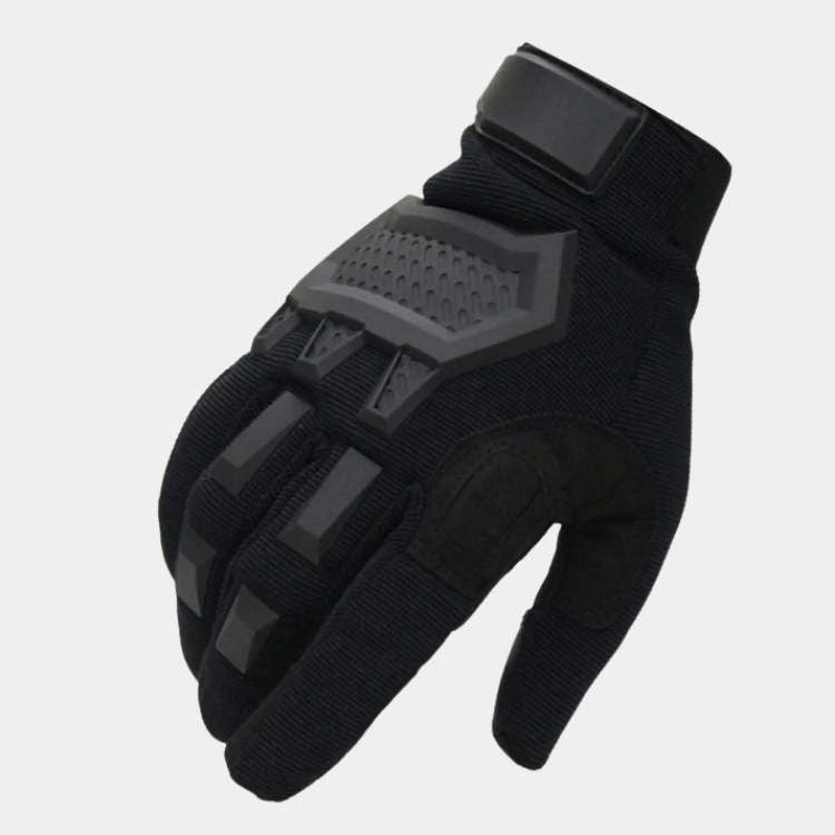 Men's rugged tactical outdoor gloves with touchscreen capability, durable for various activities.
