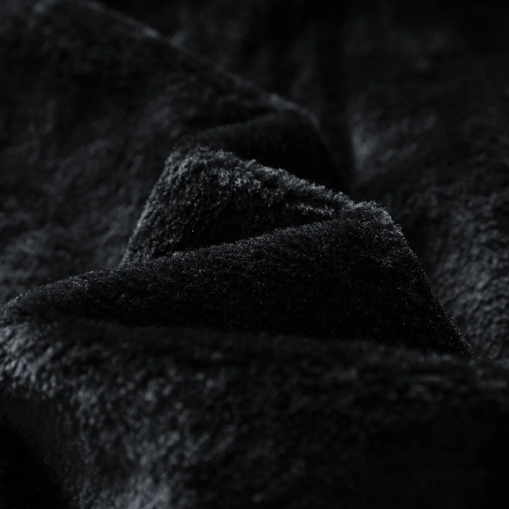 Interior view of a men's full-zip hooded jacket, showcasing the soft sherpa lining