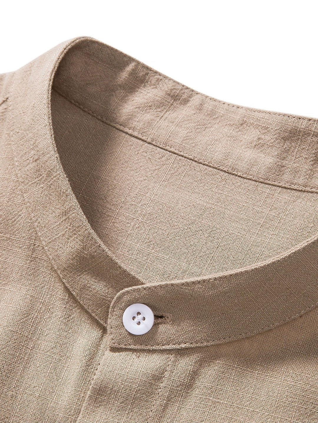 Men's casual two-piece summer set: shirt with rolled sleeves & matching pants for vacation.