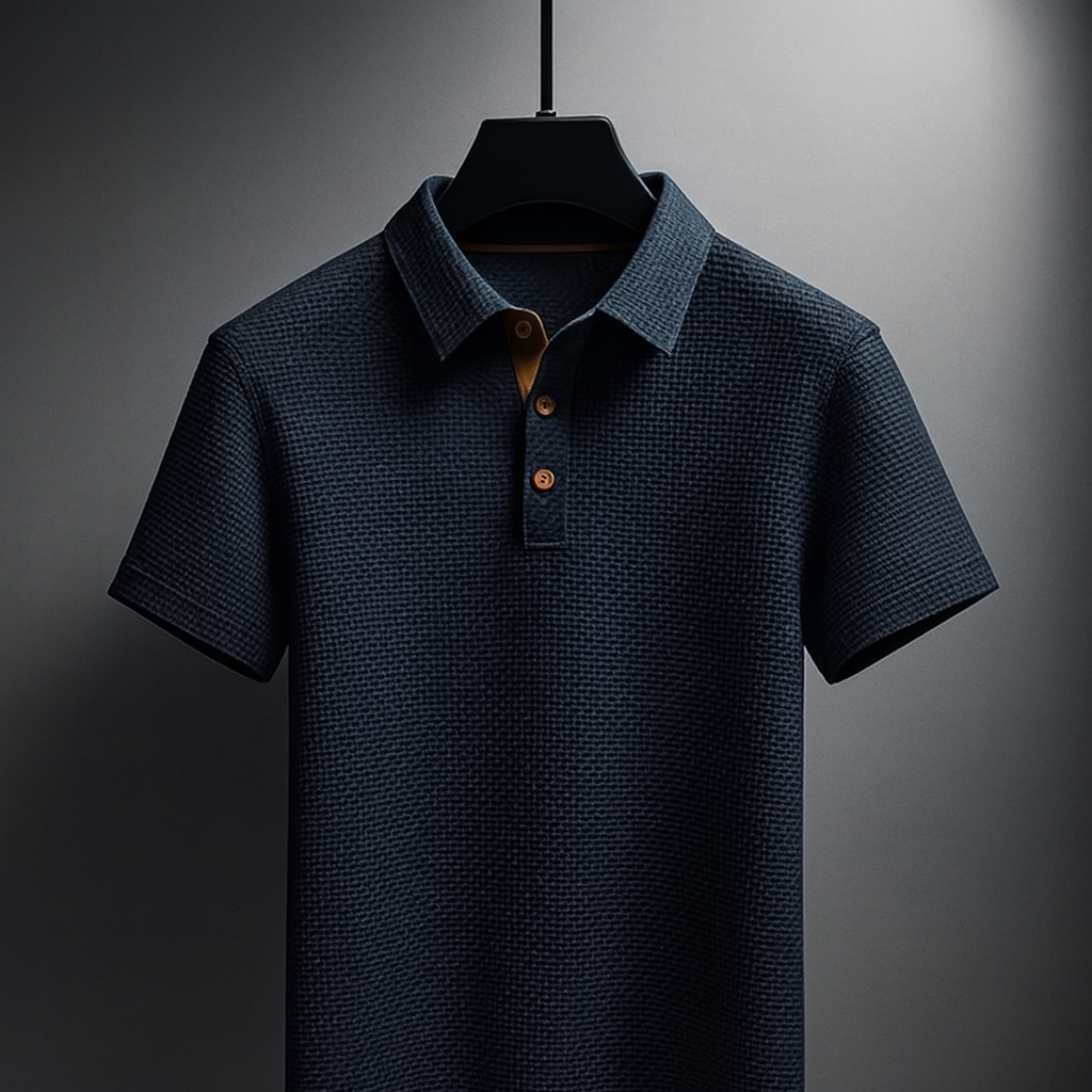 Versatile men's short sleeve polo with a subtle texture. Great for comfortable casual or smart casual looks.