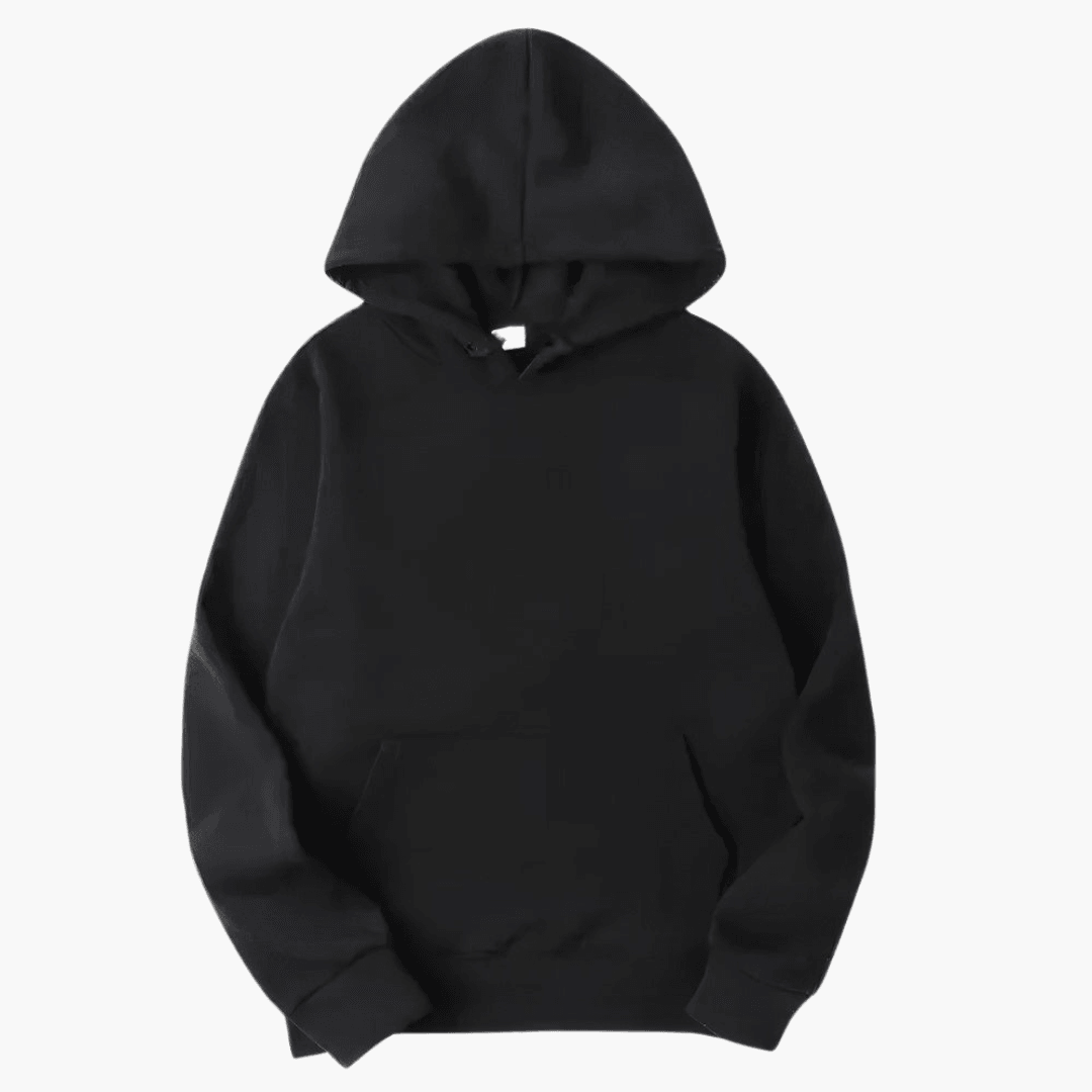 Men's simple solid long sleeve hoodie in a classic pullover style, comfortable everyday wear.
