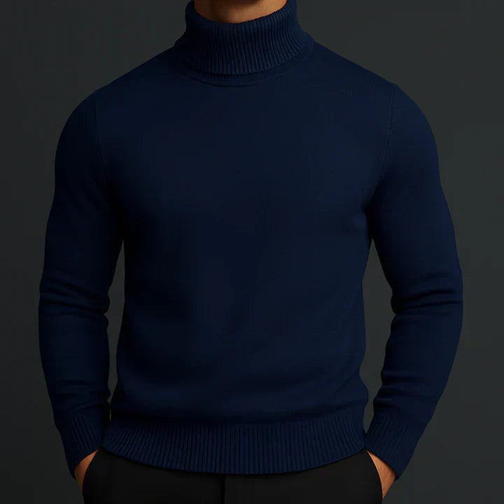 Warm & stylish men's knit turtleneck sweater. A sophisticated choice for cold weather layering and smart casual outfits.