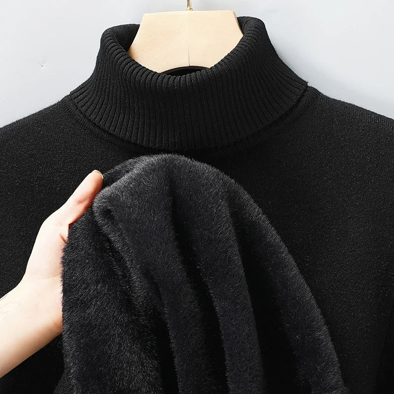 Versatile men's sculpted turtleneck sweater. A classic long sleeve knit for smart casual looks or winter layering.
