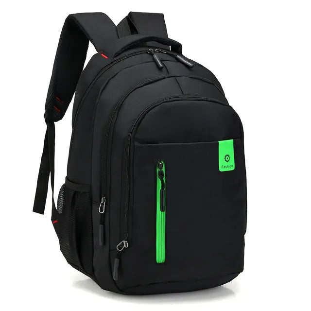 Secure men's waterproof travel & business backpack with padded laptop sleeve, reliable.
