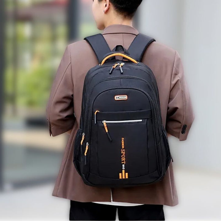Durable men's travel backpack, water-resistant for all-year adventures & everyday carry.