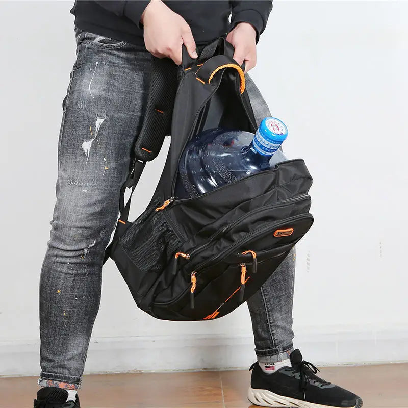 Organized men's fashion backpack, perfect for college students, work & secure laptop.