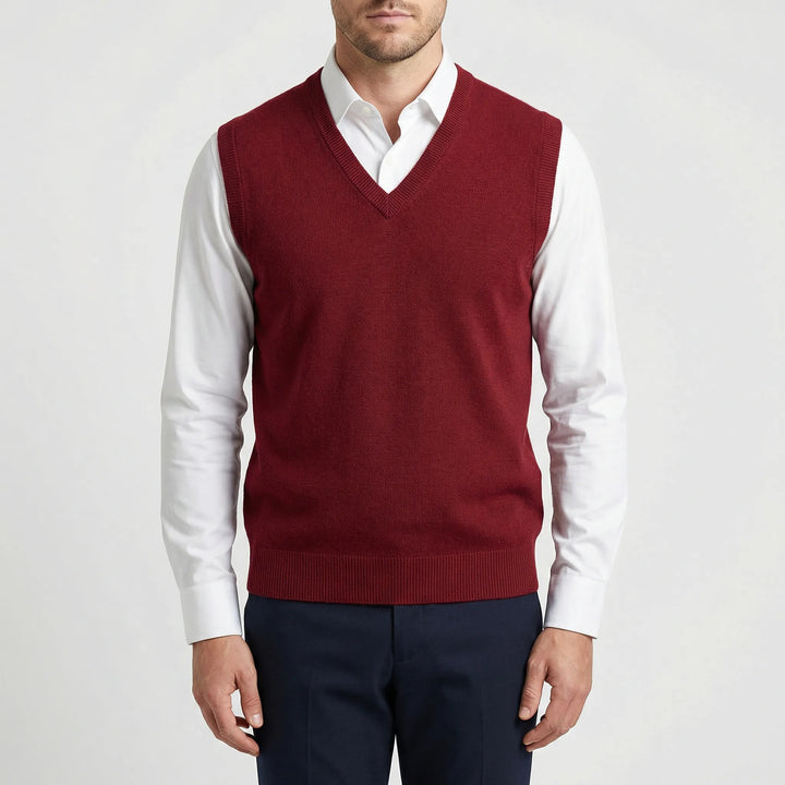 Men's fashion sleeveless vest with a sharp V-neck design. A versatile addition to men's wardrobe.