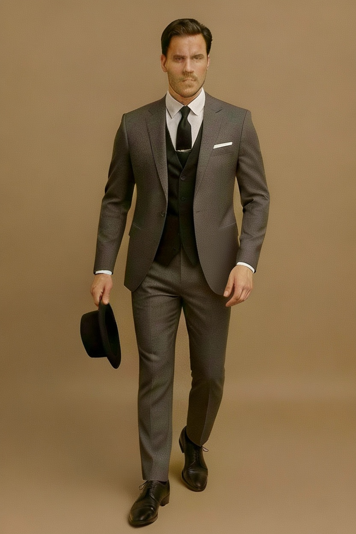 Stylish men's 3-piece slim fit formal event suit, perfect for galas and sophisticated parties.