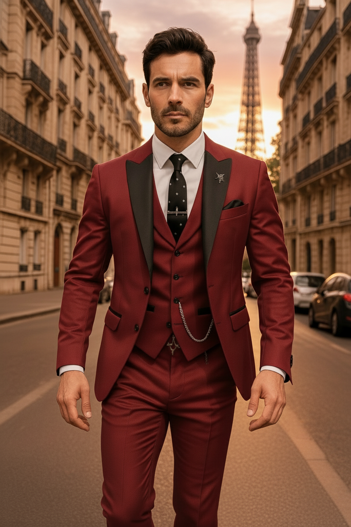 Classic men's slim fit 3-piece suit, timeless formal wear for all significant events & business.