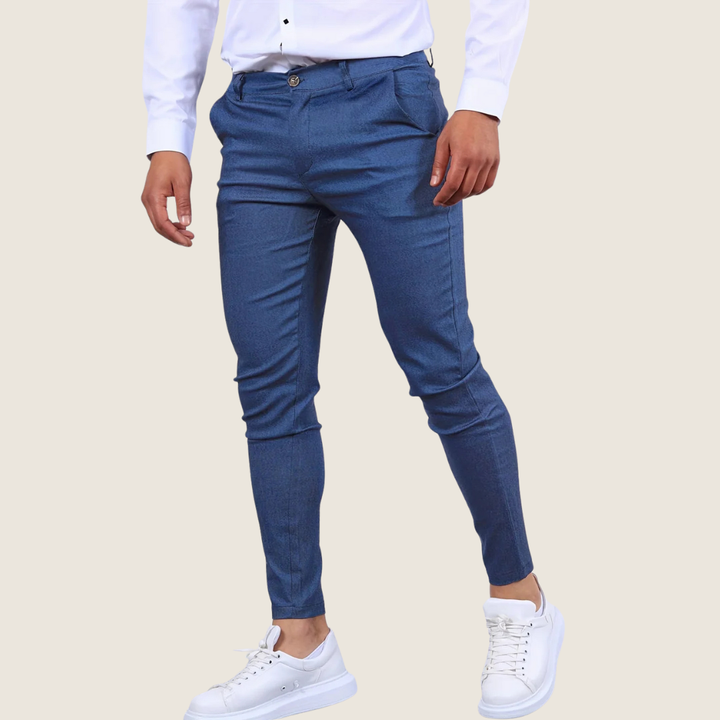 Men's slim fit ankle dress pants, perfect for a modern, sleek office or smart casual style.