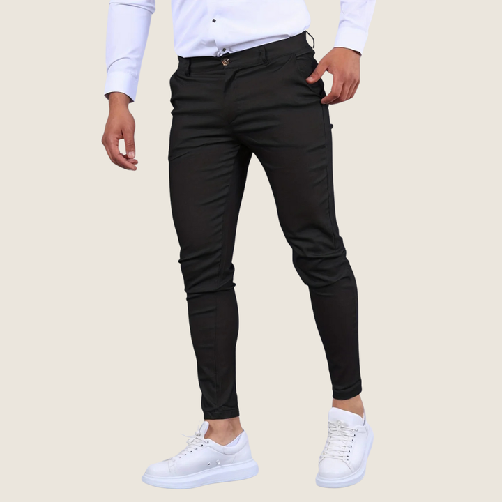 Men's contemporary slim fit ankle dress pants for a sharp office look or elegant smart casual style.
