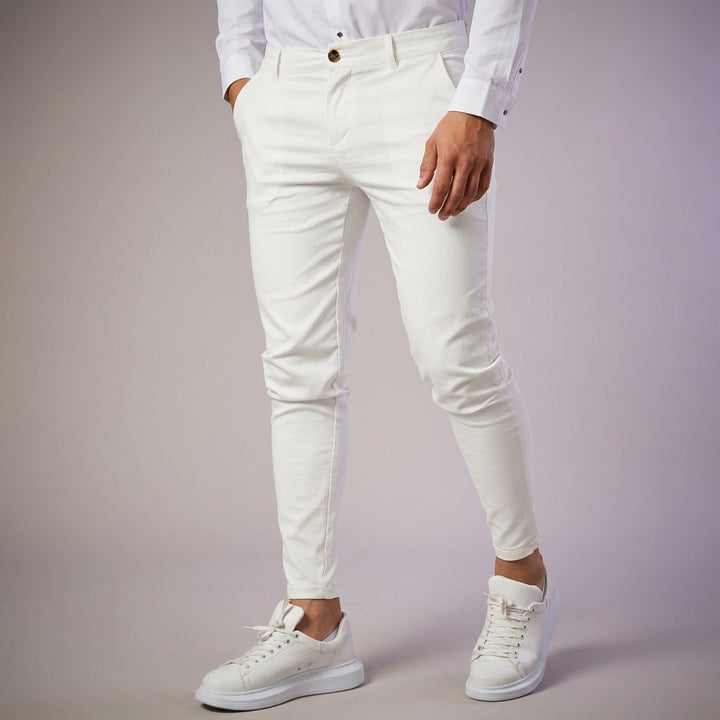 Classic men's formal trousers, slim fit cut for a sleek silhouette. Essential professional business pants.