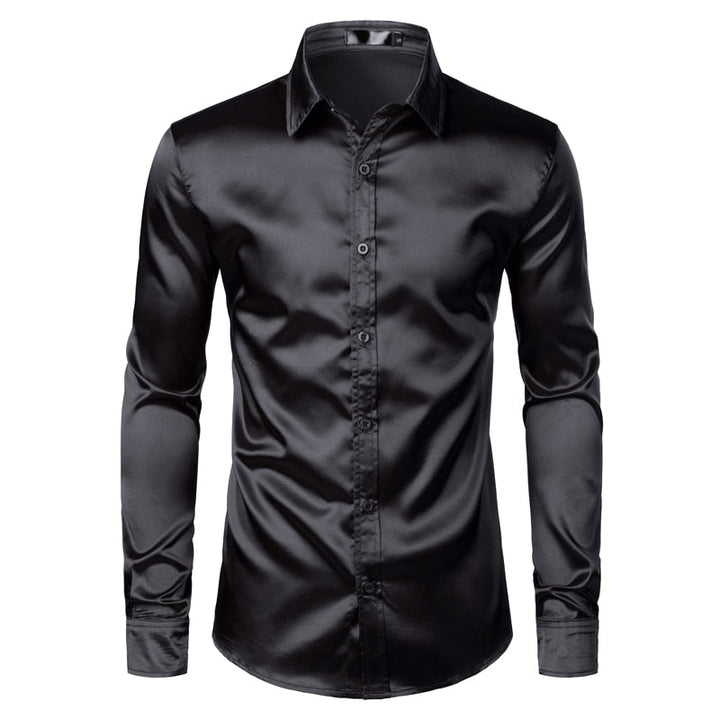 Men's slim fit button down dress shirt, long sleeve, ideal for formal wear, business casual, or office fashion.