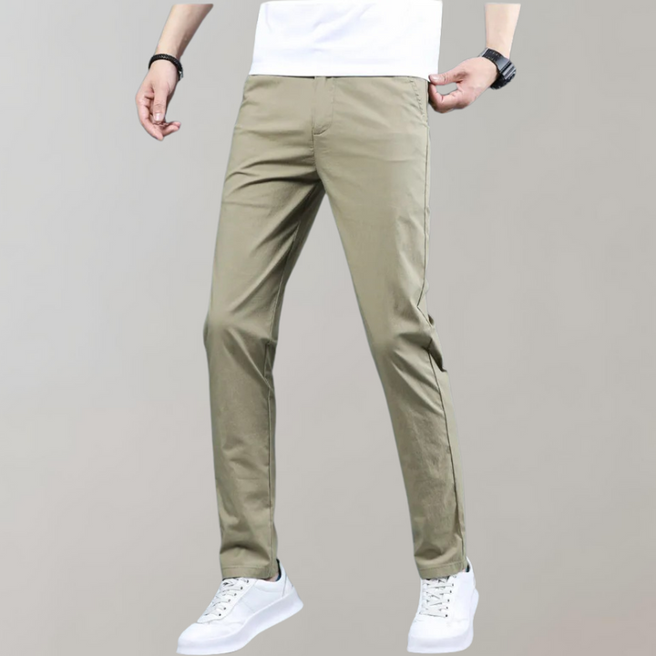 Stylish black slim-fit men's casual pants, perfect for a sleek modern look