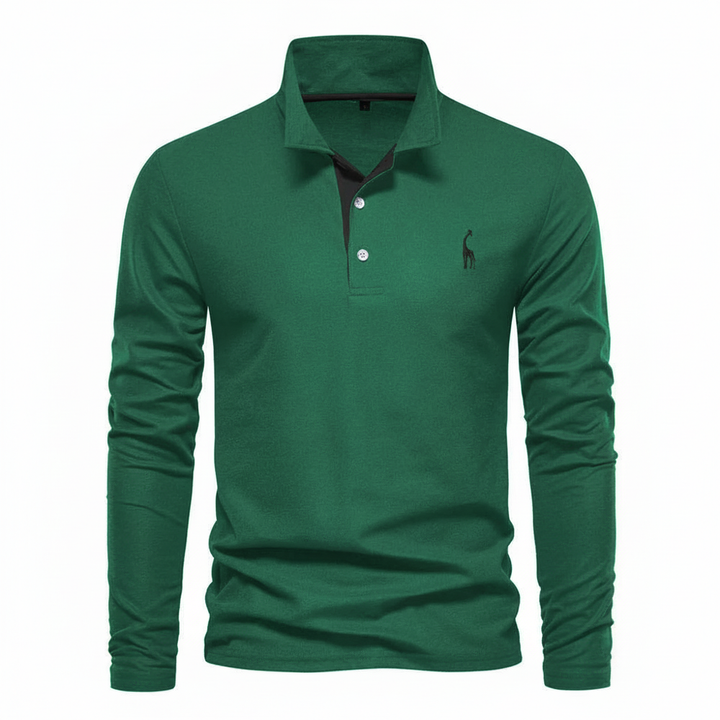 Modern men's slim fit long sleeve polo shirt for a sleek look. Offers comfort & style for daily wear.
