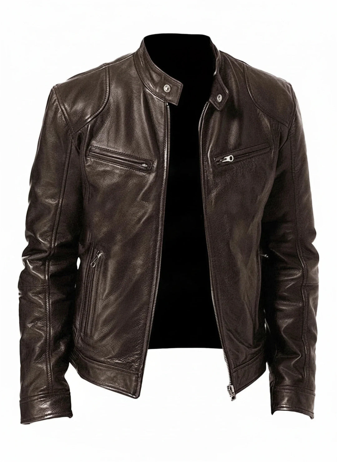 Men's slim fit moto racer jacket, modern design, sleek, ideal for casual and stylish outfits.