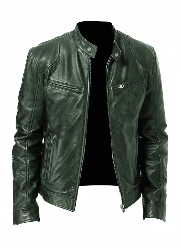 Versatile men's slim fit racer jacket, ideal for casual outings & urban fashion, sleek and modern outerwear.