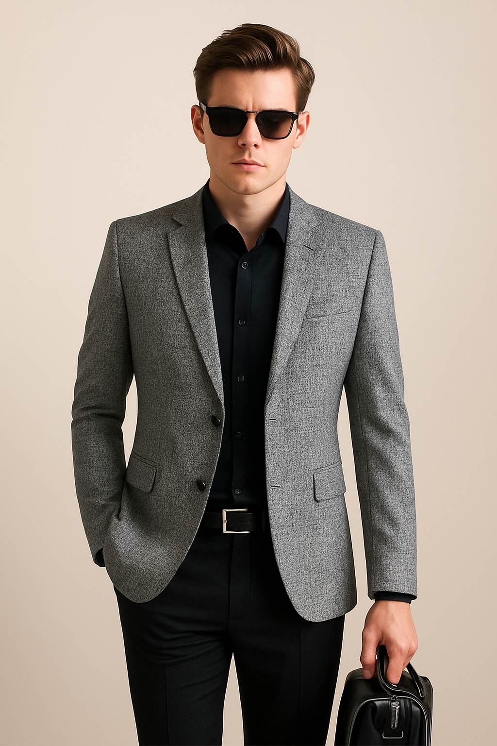 Men's slim fit spring blazer in navy, perfect for smart casual & versatile everyday wear.