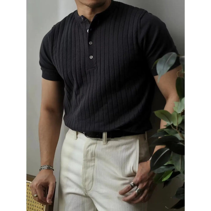 Contemporary men's fashion: slim fit zip polo shirt, a modern statement piece.
