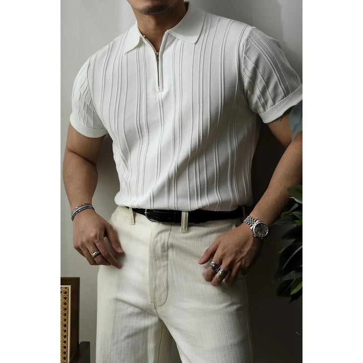 Men's slim fit zip polo, a stylish addition to any casual men's clothing collection.