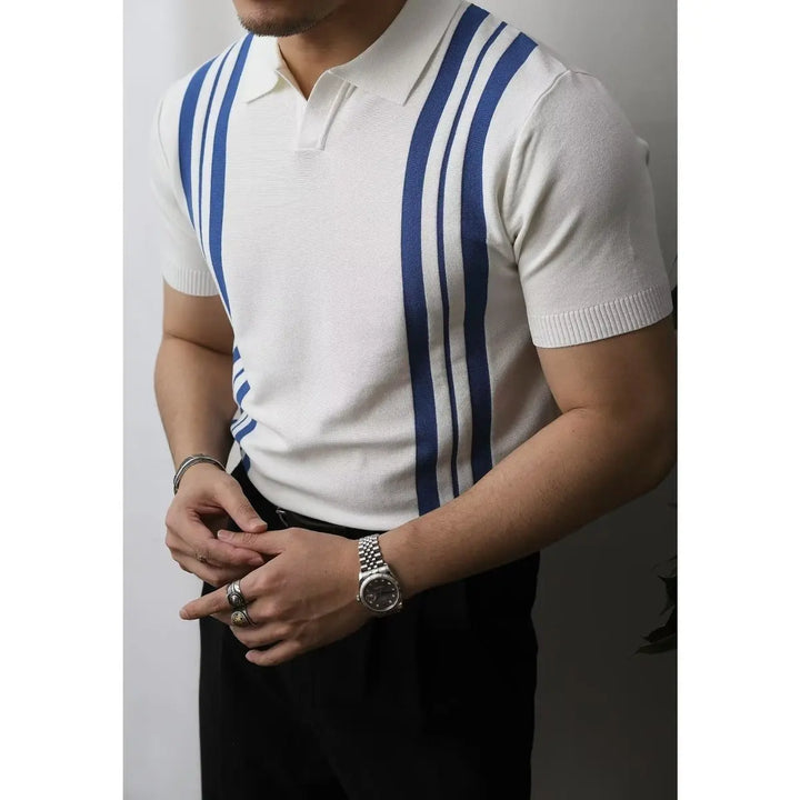 Trendy men's slim fit zip polo shirt, showcasing a contemporary and sleek design.