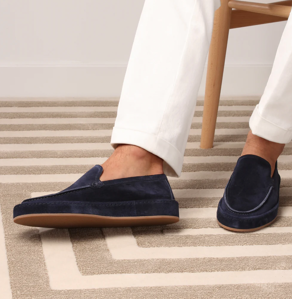 Top view: Stylish men's slip-on loafers, offering cushioned comfort for everyday versatility.