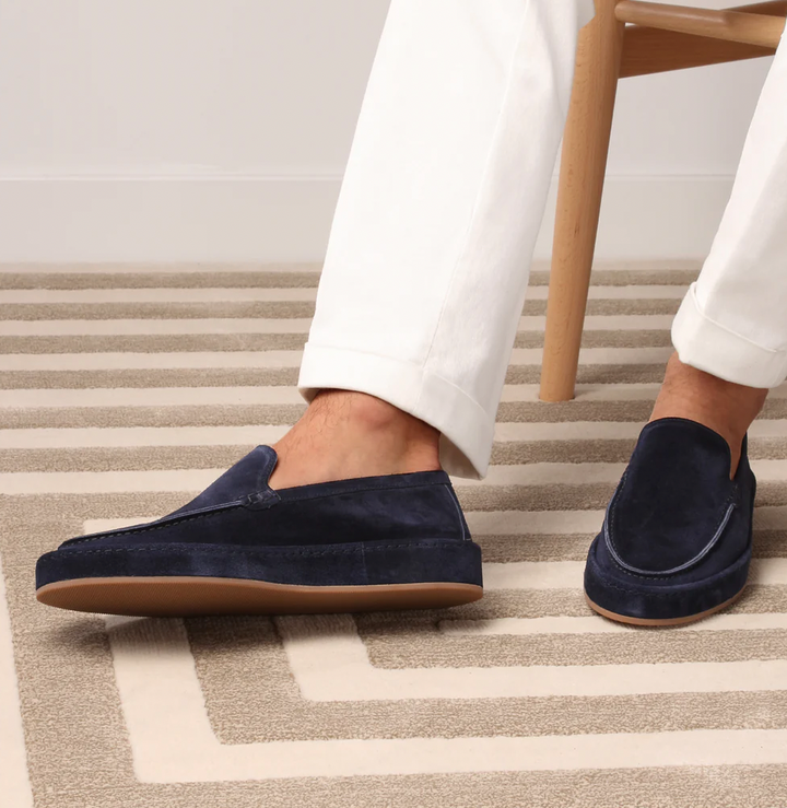 Top view: Stylish men's slip-on loafers, offering cushioned comfort for everyday versatility.