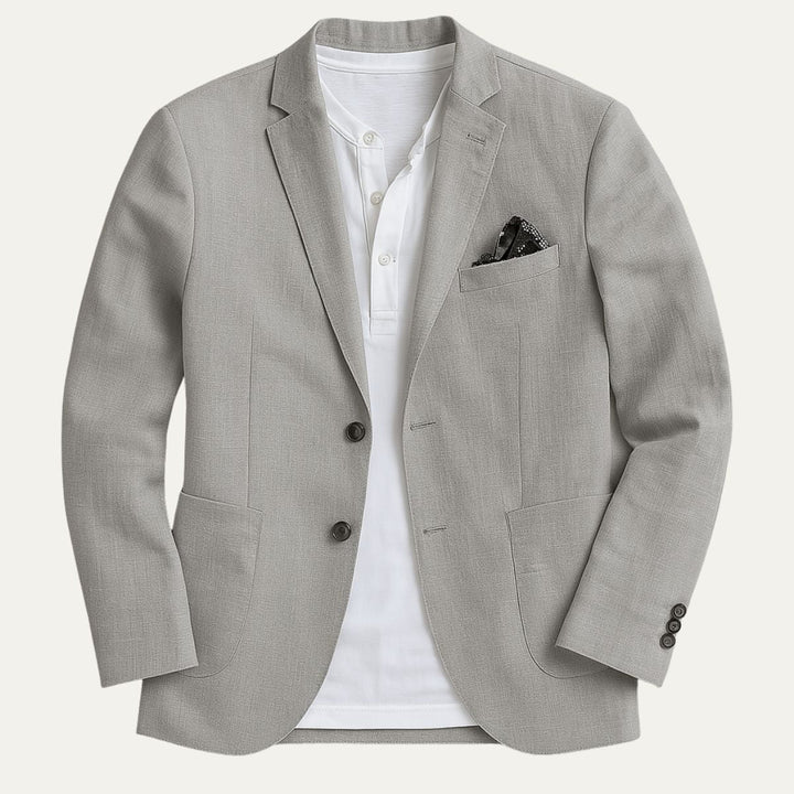 Tailored men's blazer, a smart casual staple for spring fashion. Elevates any outfit for events or everyday style.