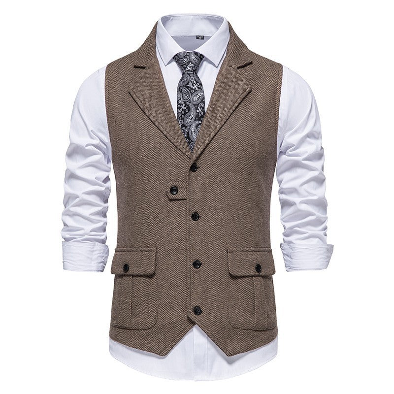Men's smart casual office vest, charcoal gray, tailored for business attire, men's fashion