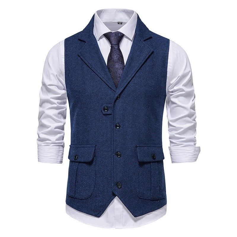 Stylish man wearing a smart casual office vest, paired with a shirt, perfect for tailored men's fashion