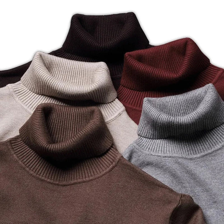 Comfortable men's soft knit roll neck jumper. Warm turtleneck sweater, perfect for cold weather & everyday wear.