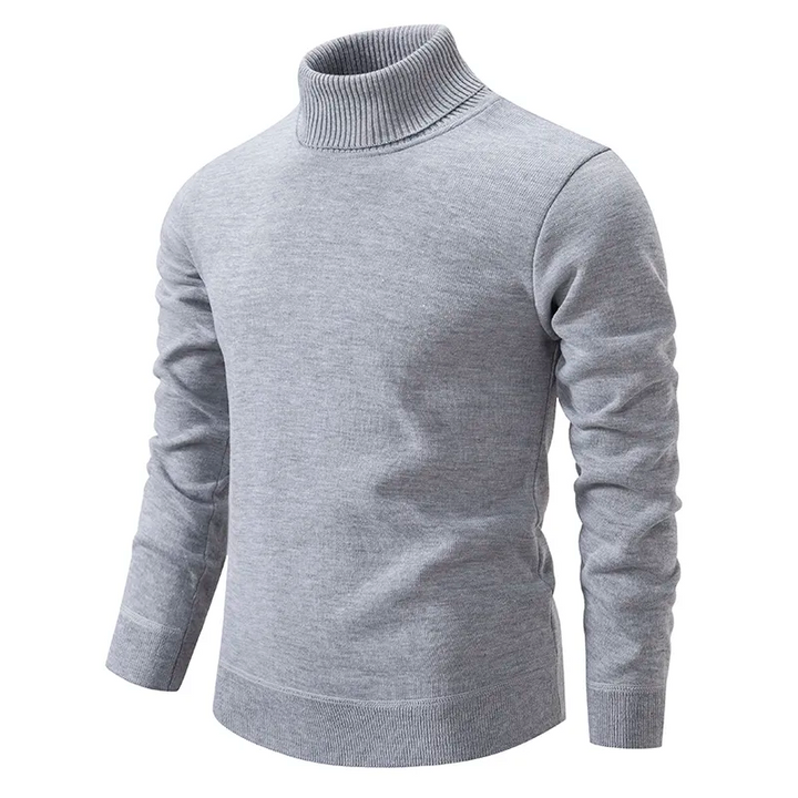 Elegant men's soft roll neck jumper with long sleeves. Essential turtleneck sweater for a refined winter look.