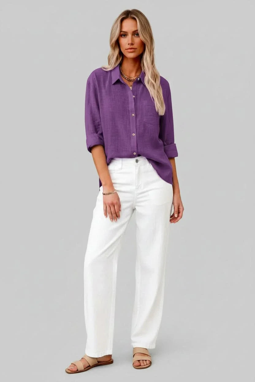 Men's solid casual shirt, lightweight & breathable, perfect for everyday summer wear.