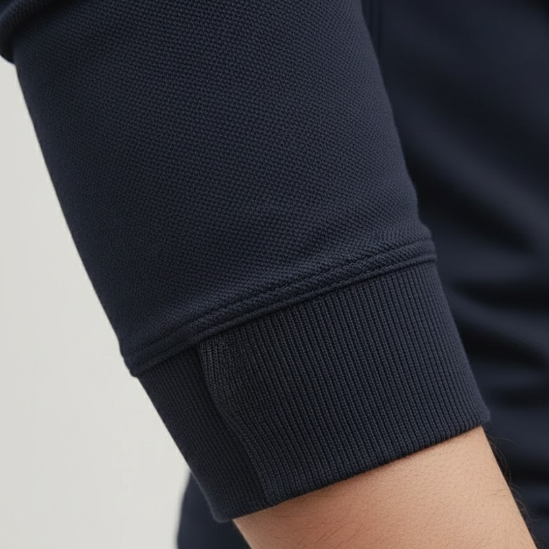 Solid color men's loose fit long sleeve polo shirt. A comfortable & stylish everyday top for men's fashion.