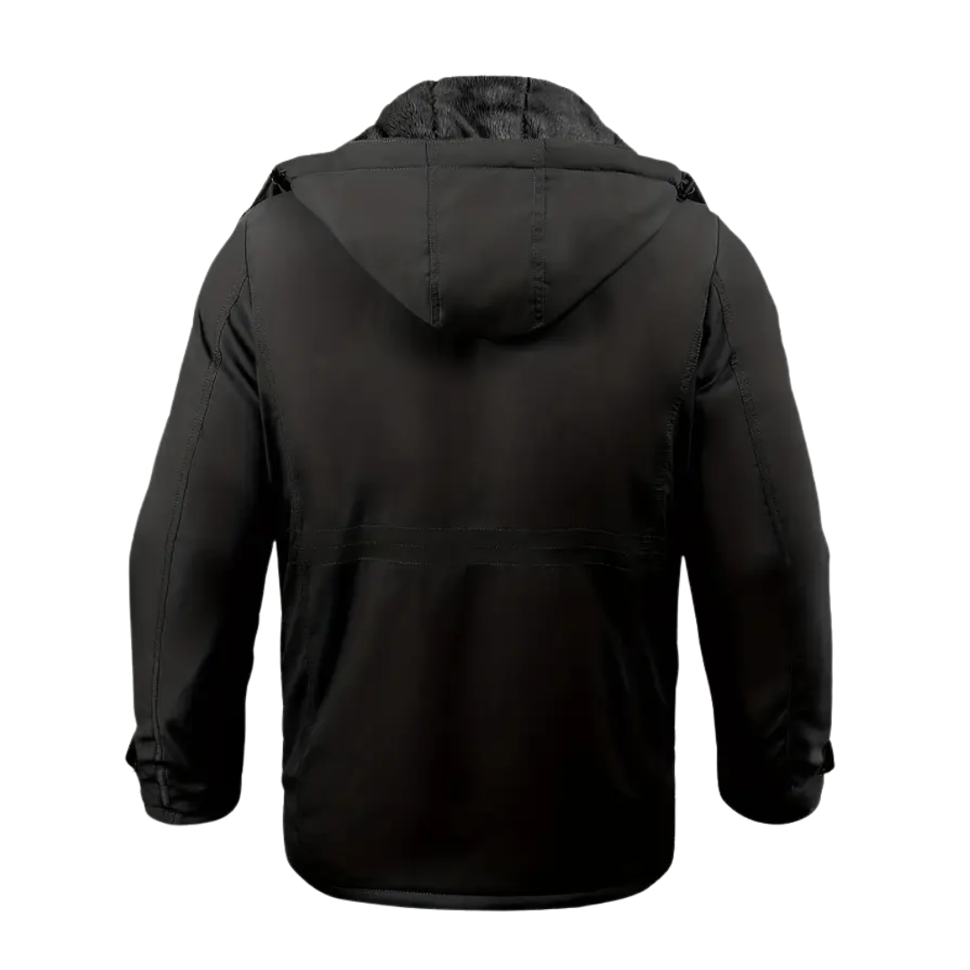 Stellan men's hooded winter coat, insulated with soft plush lining, for extreme cold weather protection.