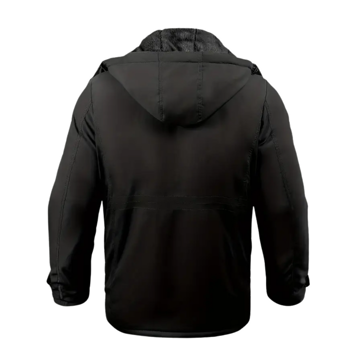 Stellan men's hooded winter coat, insulated with soft plush lining, for extreme cold weather protection.