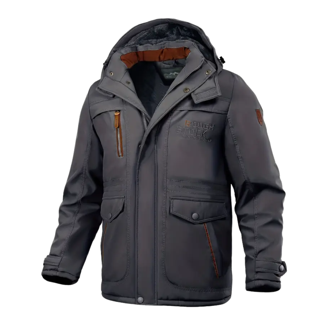 Zippered Stellan men's insulated winter jacket with multiple pockets. Great for everyday cold weather wear.