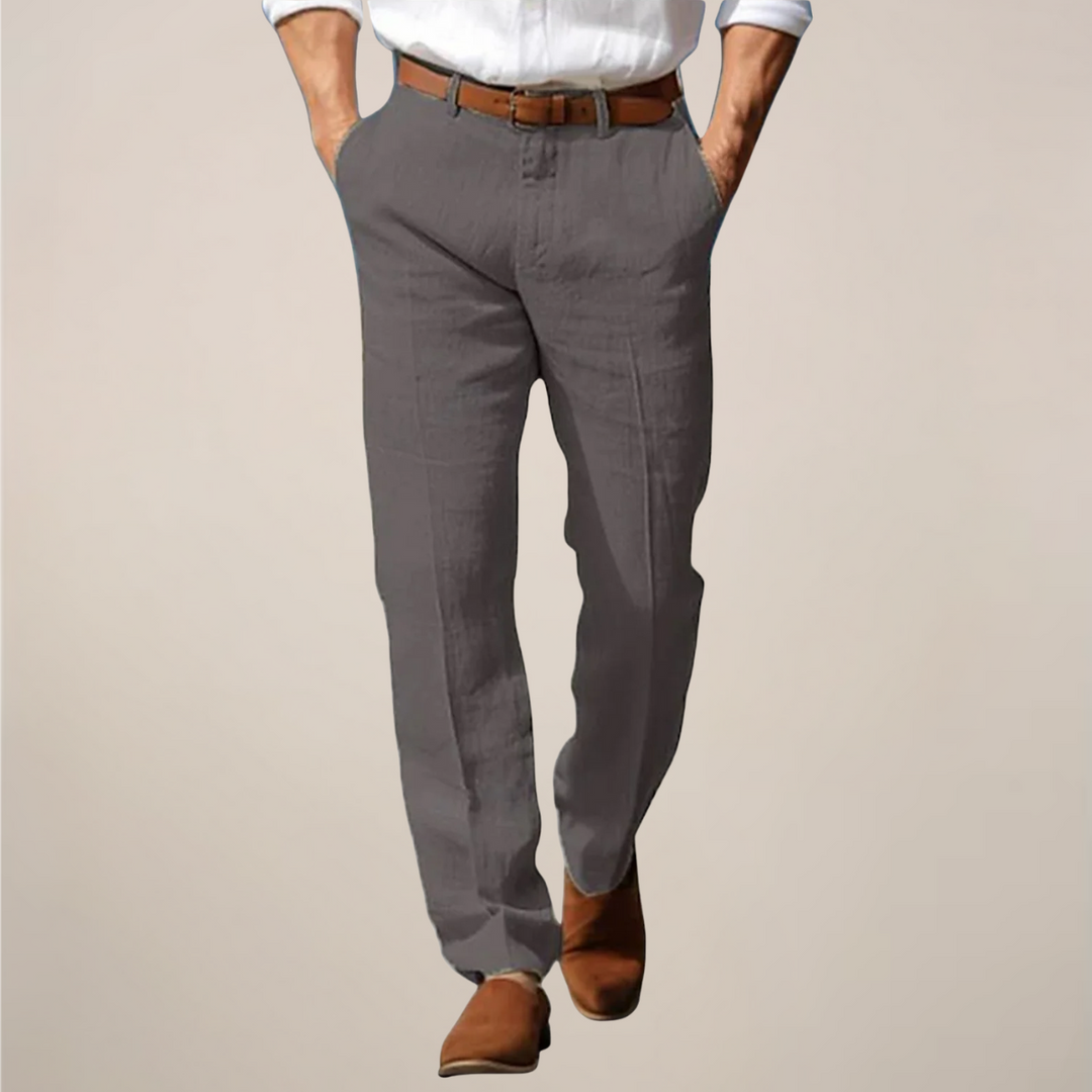 Smart casual men's straight-leg trousers, offering comfort & style for various occasions. Modern fit pants.