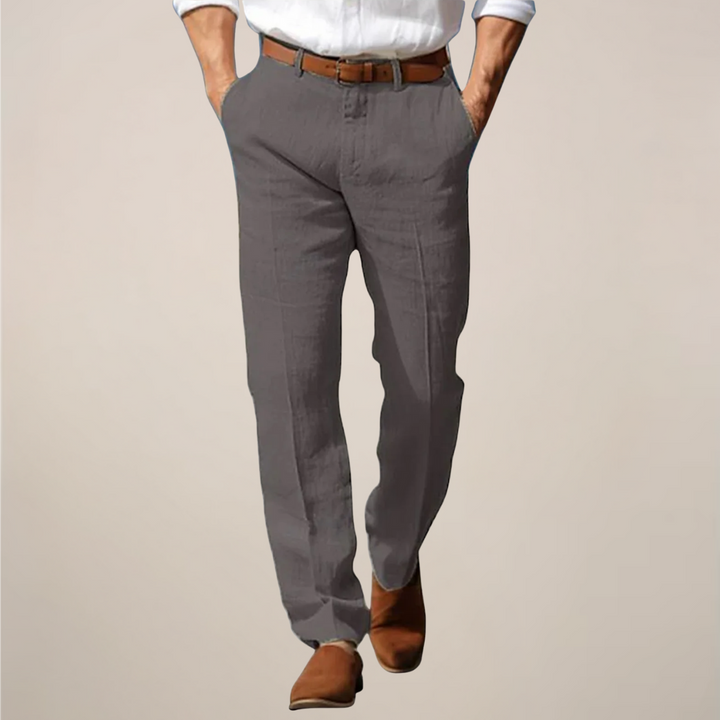 Smart casual men's straight-leg trousers, offering comfort & style for various occasions. Modern fit pants.