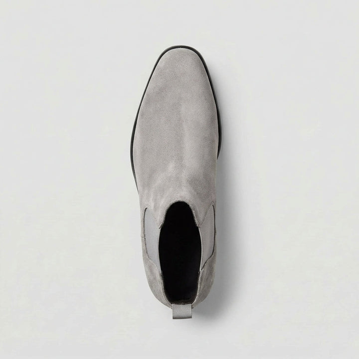 Front view of men's Stratton Chelsea boots, showcasing their sleek silhouette and stylish design.